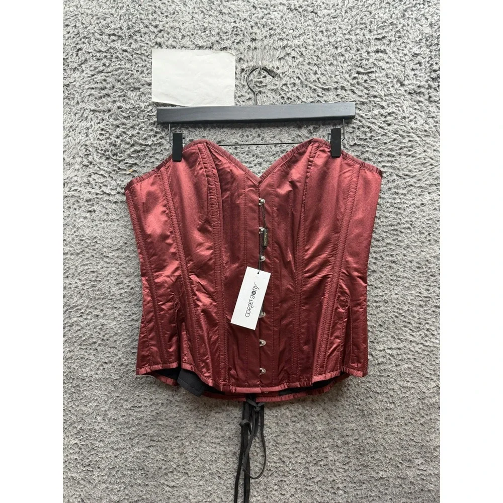 NWT Corset Story Long Burgundy Underbust Waist Taming Corset Womens Size 36
